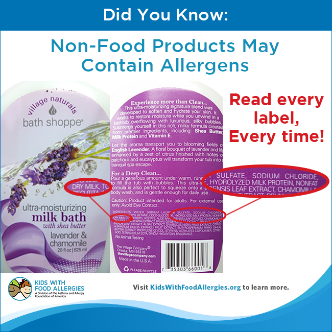 non-food products may contain food allergens