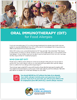 Oral Immunotherapy (OIT) for Food Allergies free handout